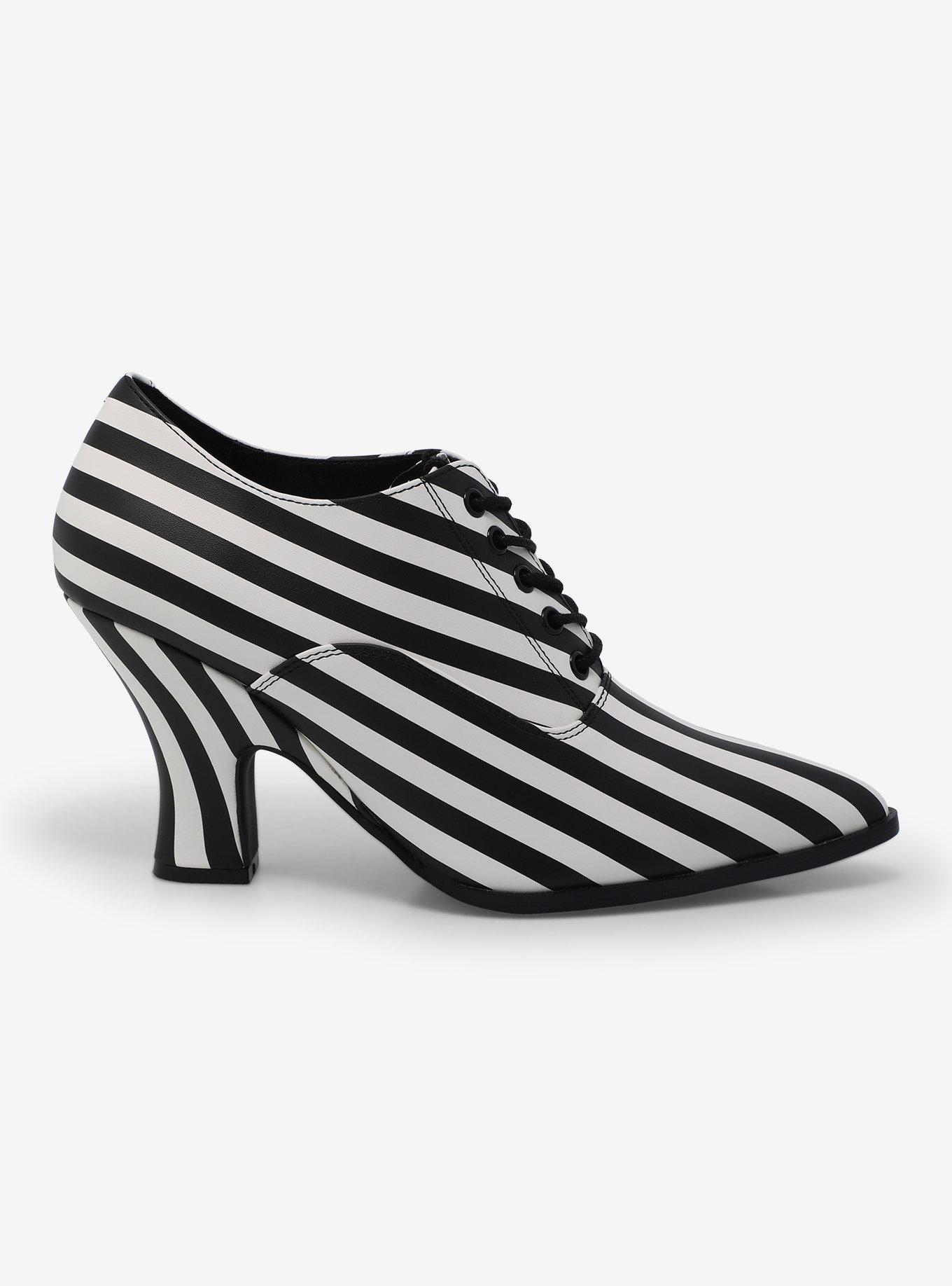 Strange Cvlt Black & White Stripe Victoria Heels, , hi-res
