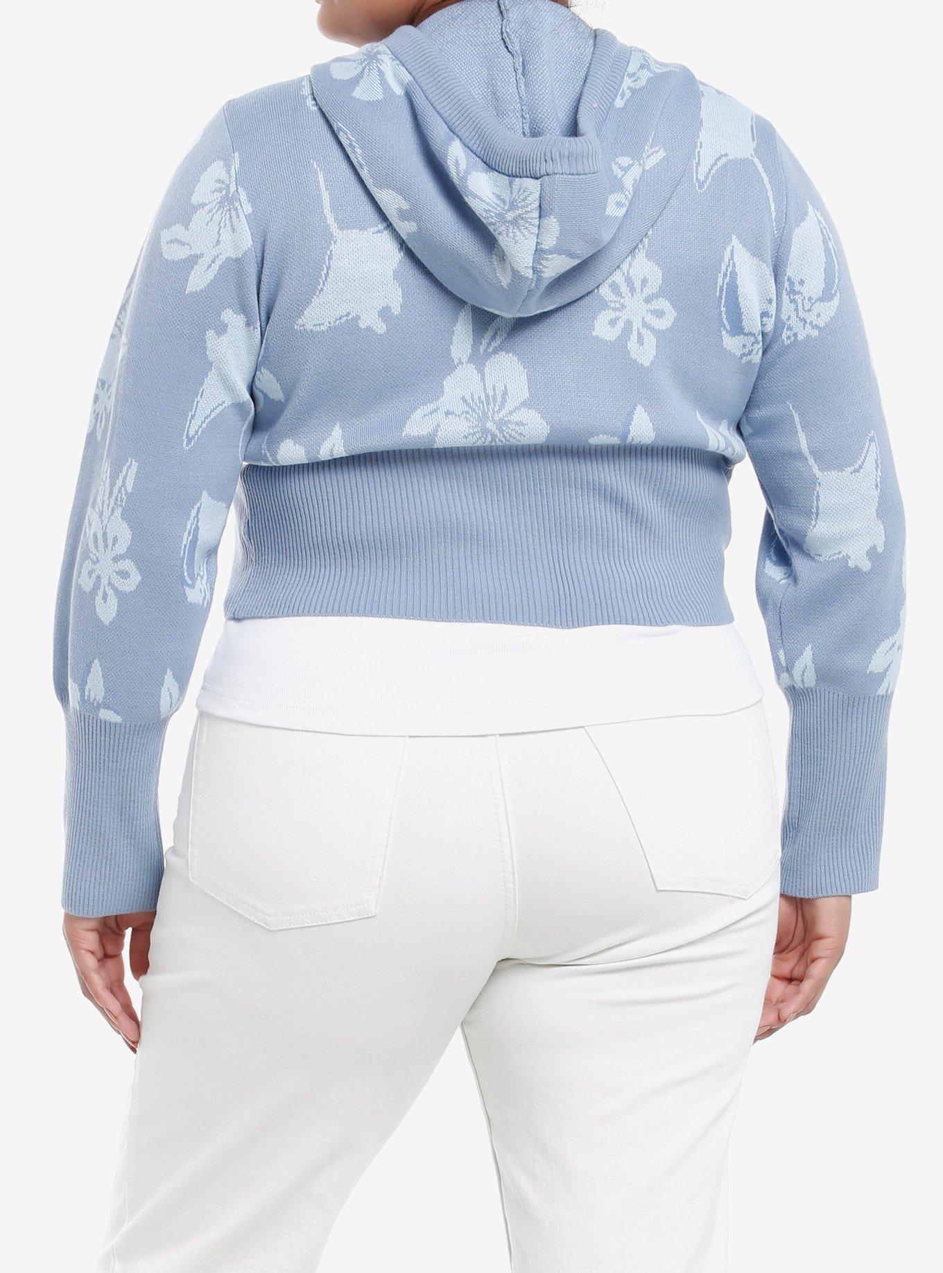 Her Universe Disney Moana Pua & Flowers Girls Crop Hoodie Plus Size, BLUE, alternate