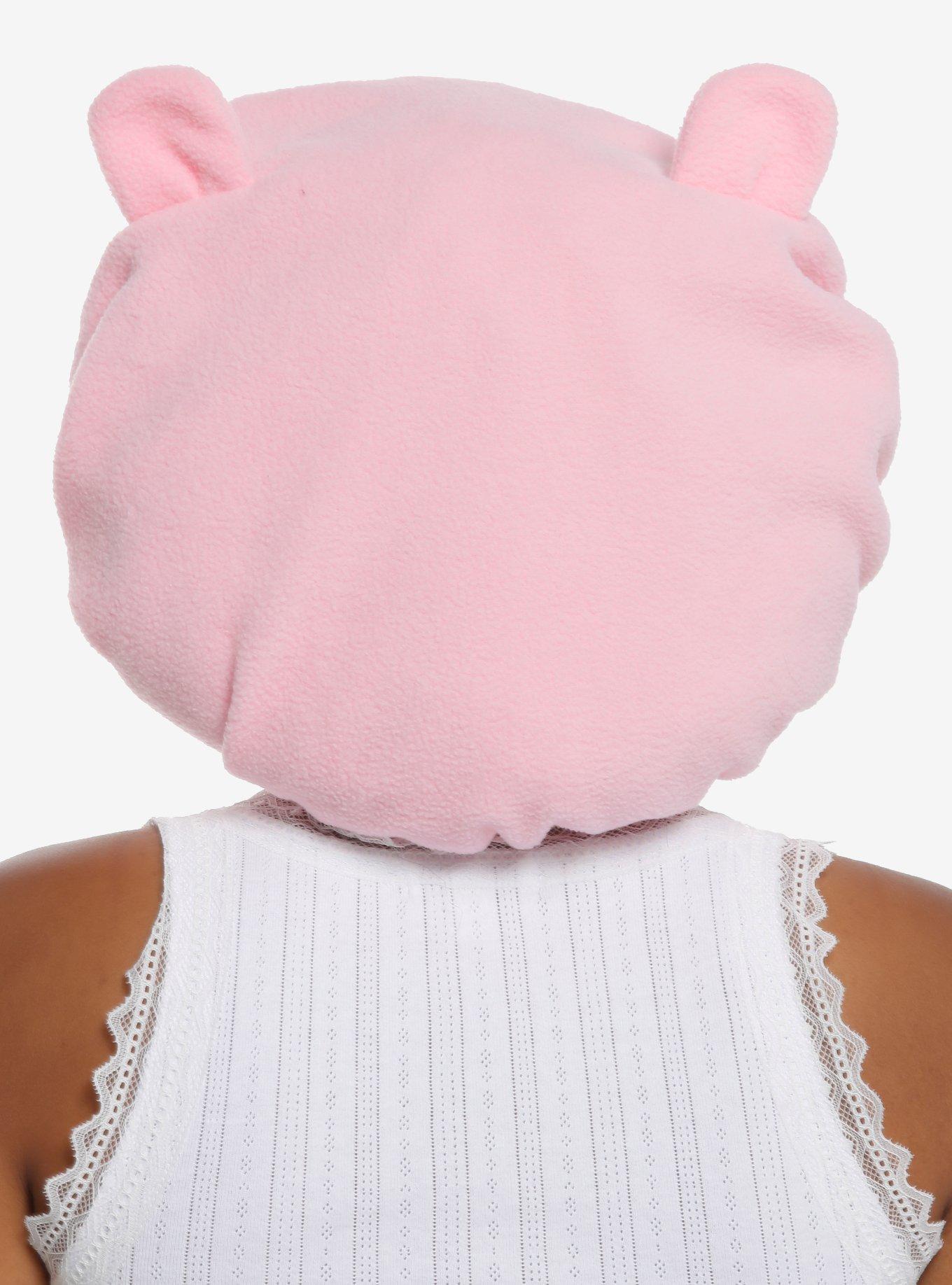 Pink Teddy Bear 3D Ear Satin-Lined Bonnet, , hi-res