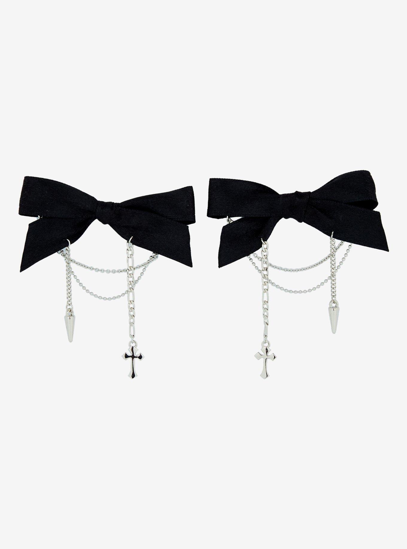 Social Collision Spike & Cross Bow Hair Clip Set, , hi-res