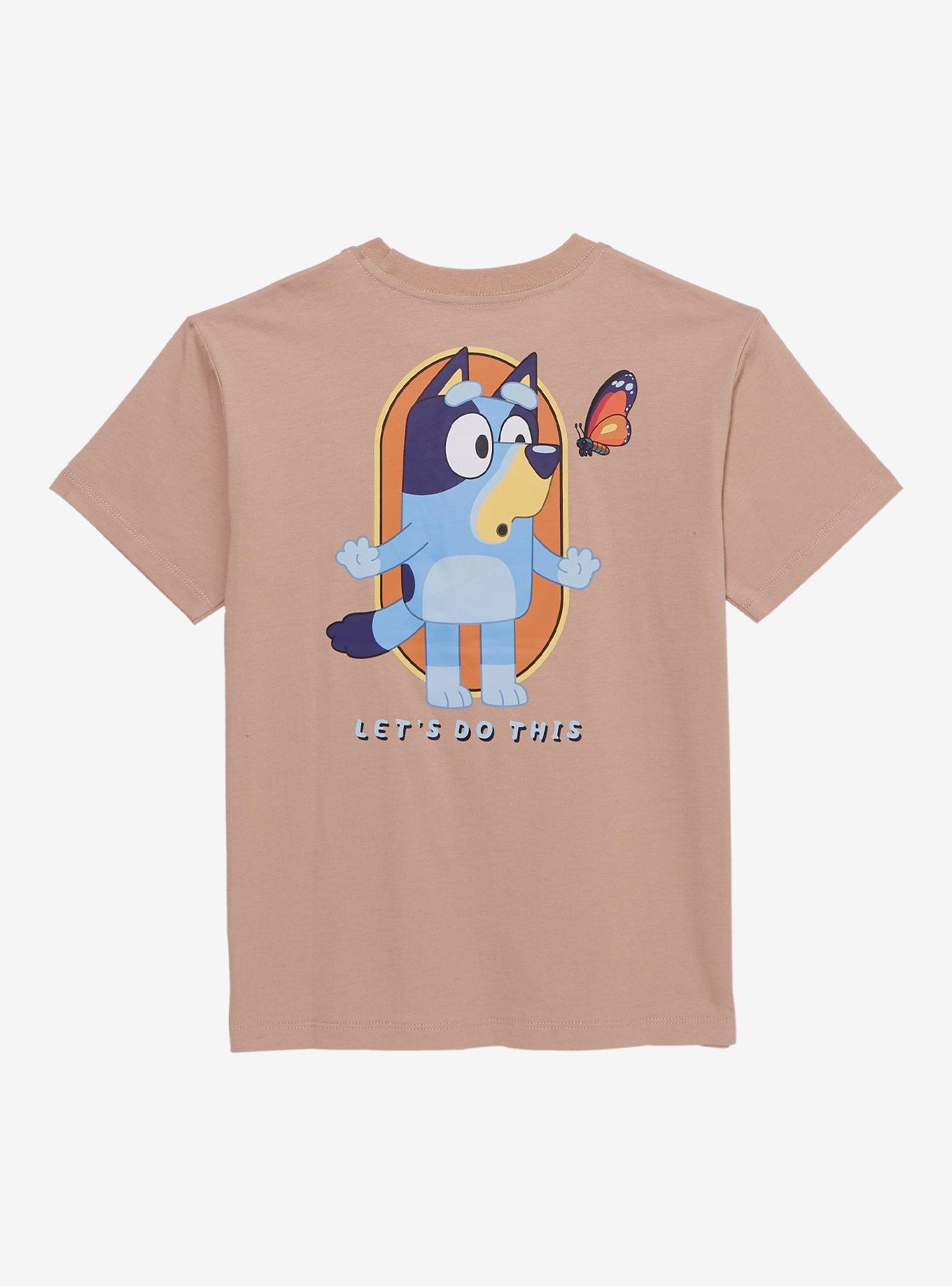 Bluey Butterfly Let's Do This Tan Youth T-Shirt, , hi-res