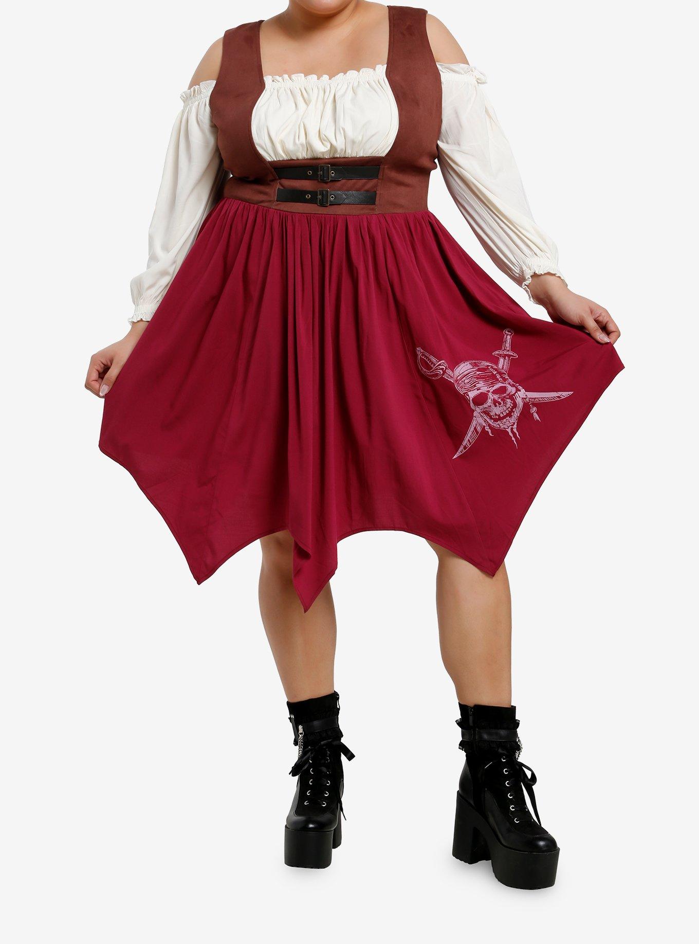 Her Universe Disney Pirates Of The Caribbean Pirate Cold Shoulder Dress Plus Size, , hi-res