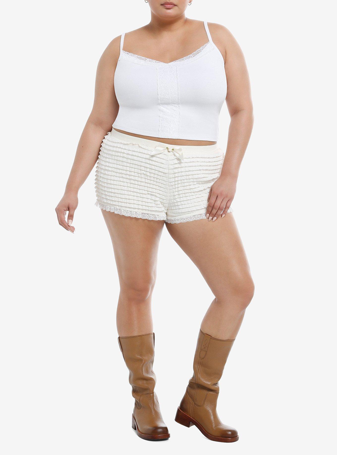 Sweet Society White Lace Girls Crop Cami Plus Size, , hi-res
