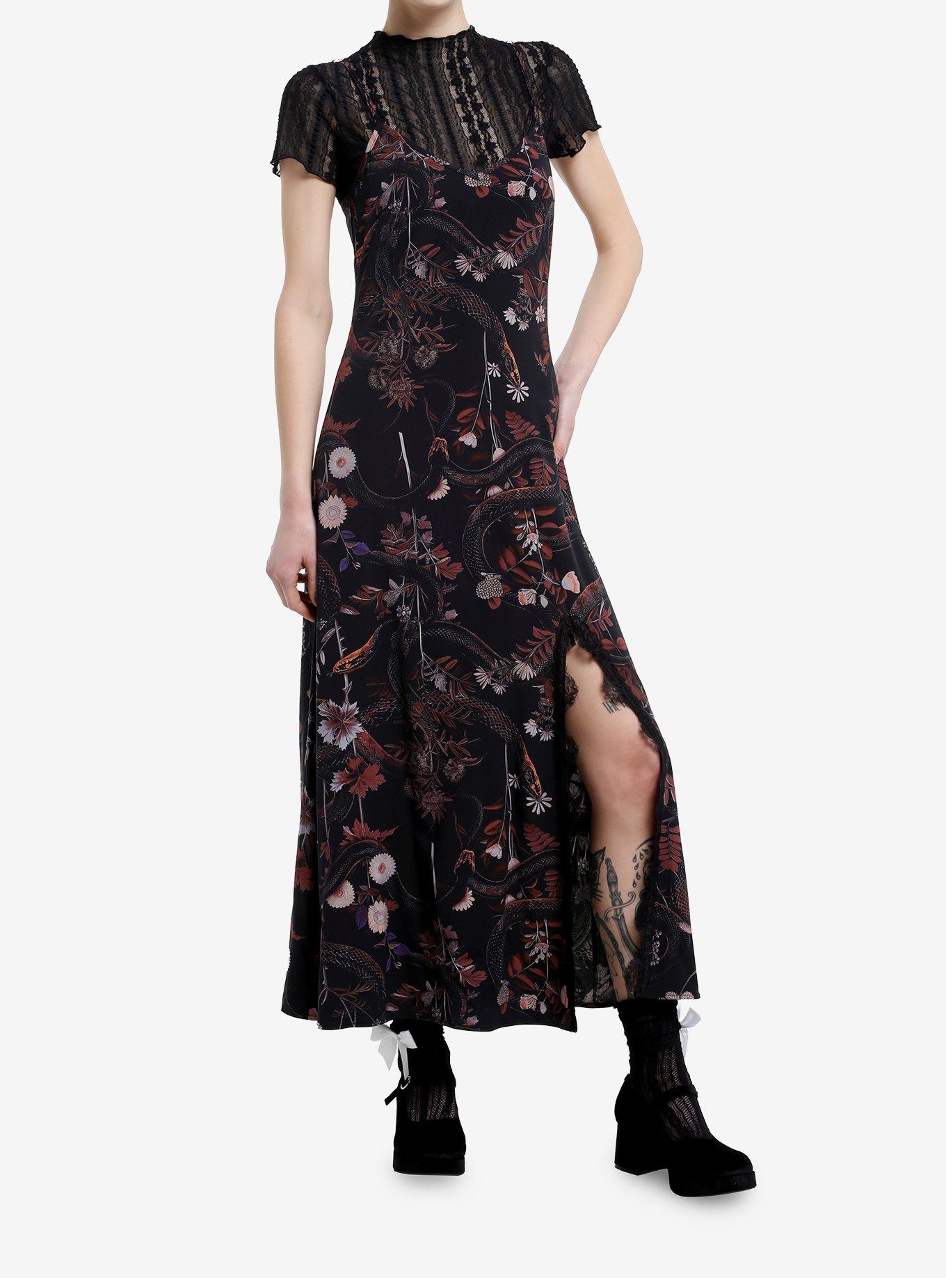 Cosmic Aura Snakes & Dark Flowers Twofer Slip Dress, , hi-res