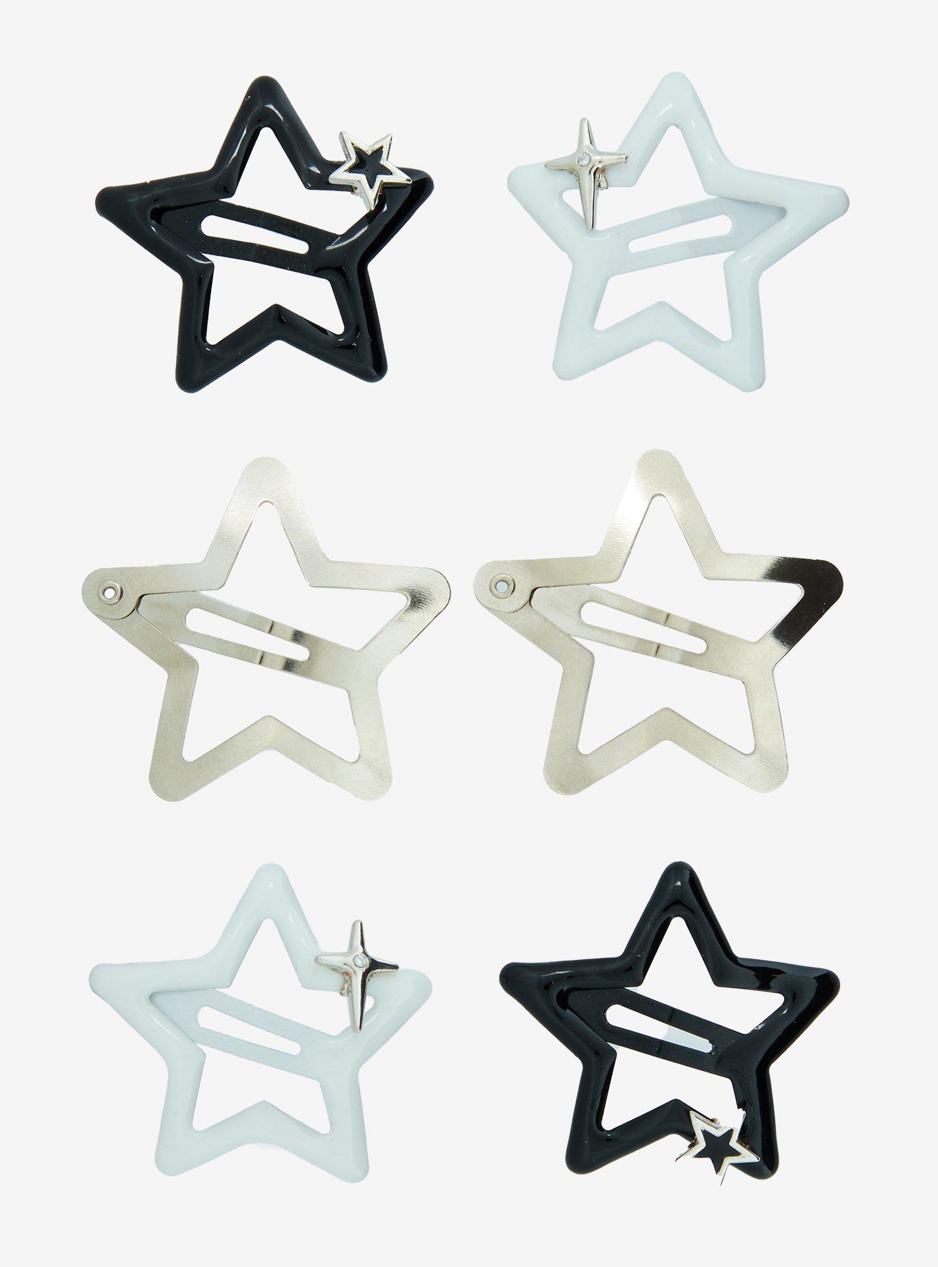 Black & White Star Hair Clip Set, , hi-res