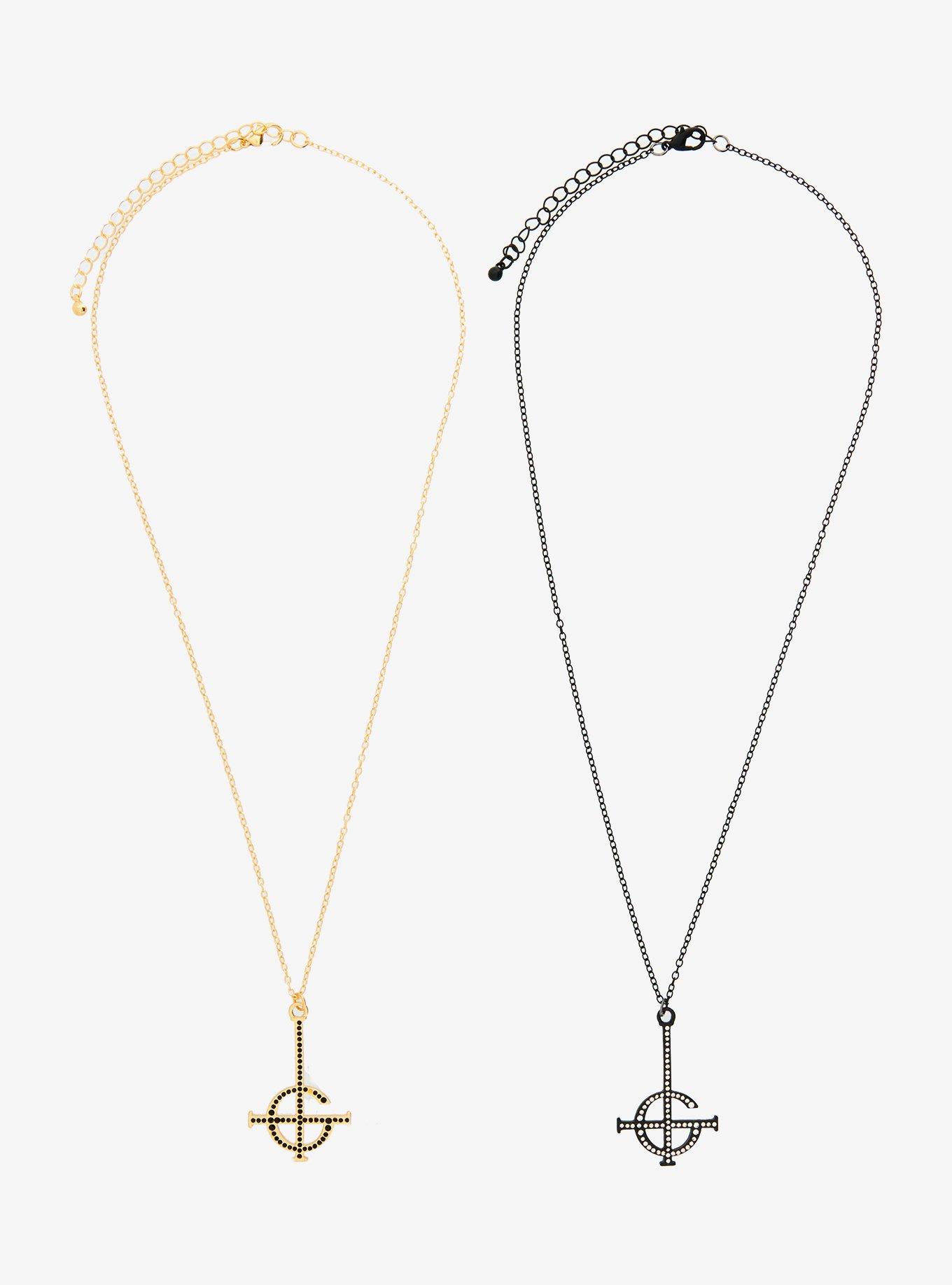 Ghost Bling Grucifix Best Friend Necklace Set, , hi-res