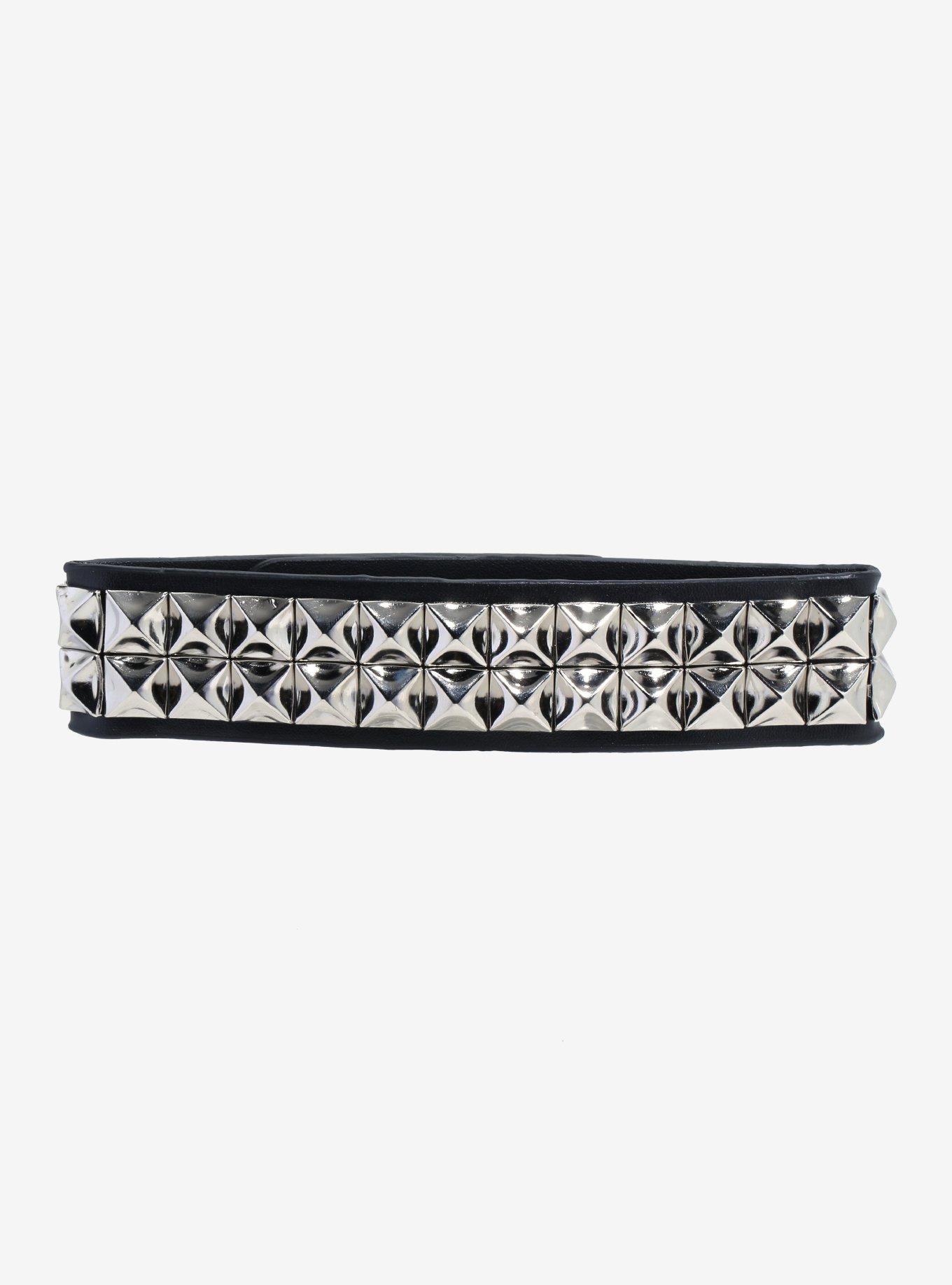 Black & Silver Pyramid Stud Choker, , hi-res