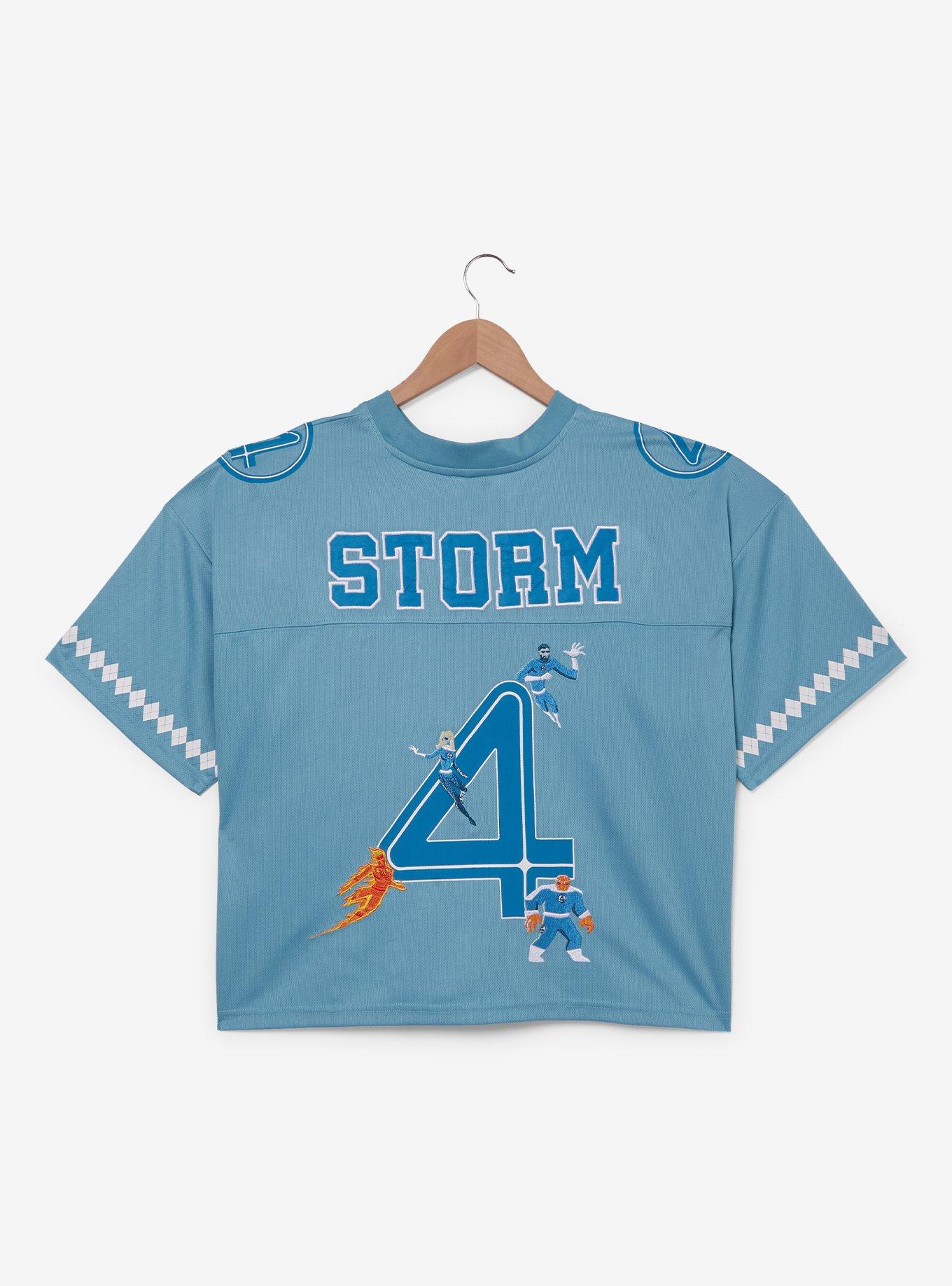 Marvel The Fantastic Four: First Steps Sue Storm Women's Plus Size Cropped Football Jersey - BoxLunch Exclusive, , hi-res