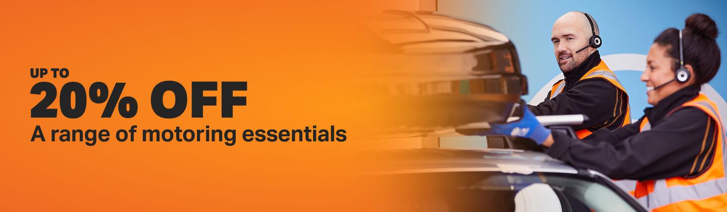 Up to 20% off motoring essentials