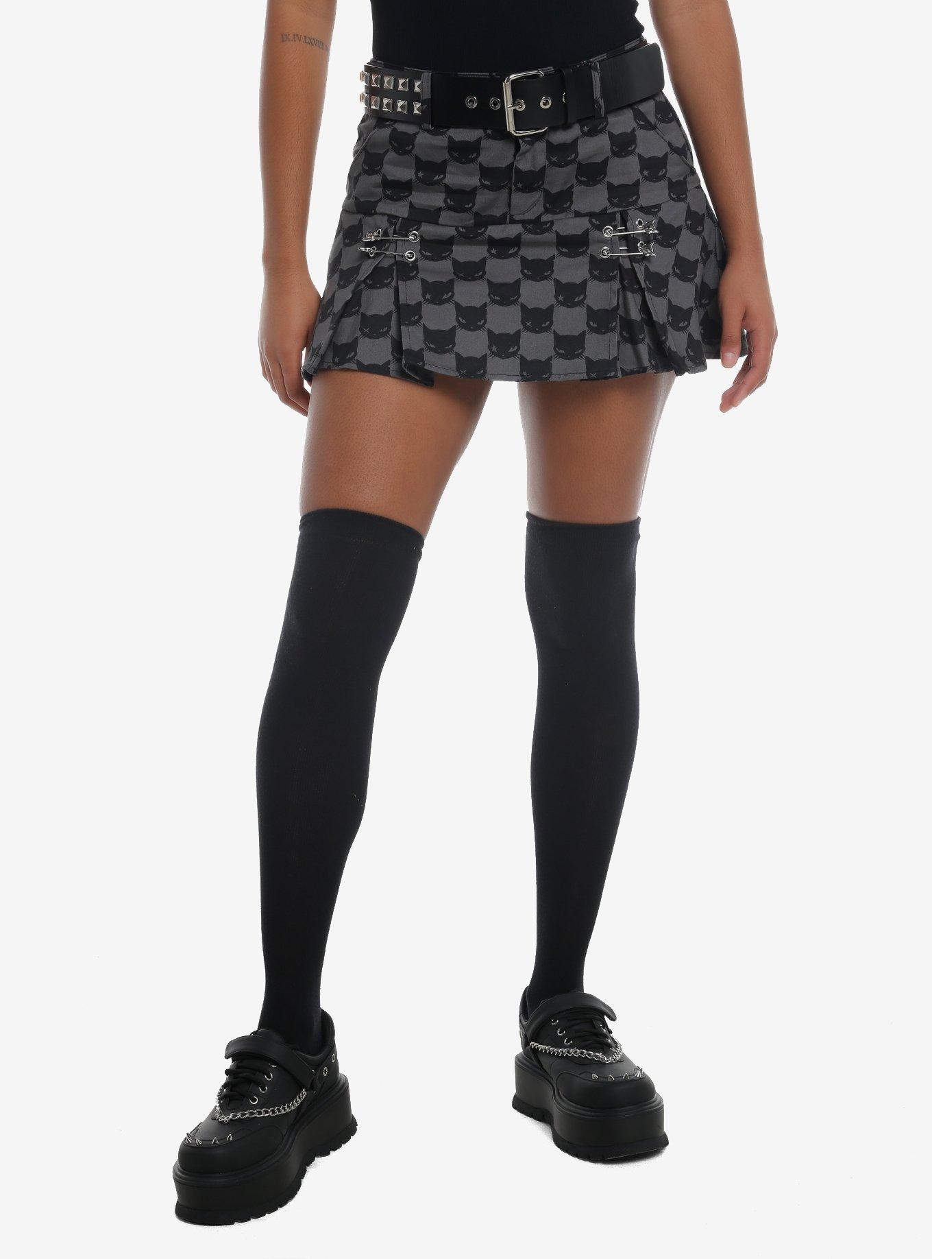 Emily The Strange Cats Pleated Skirt With Belt, , hi-res