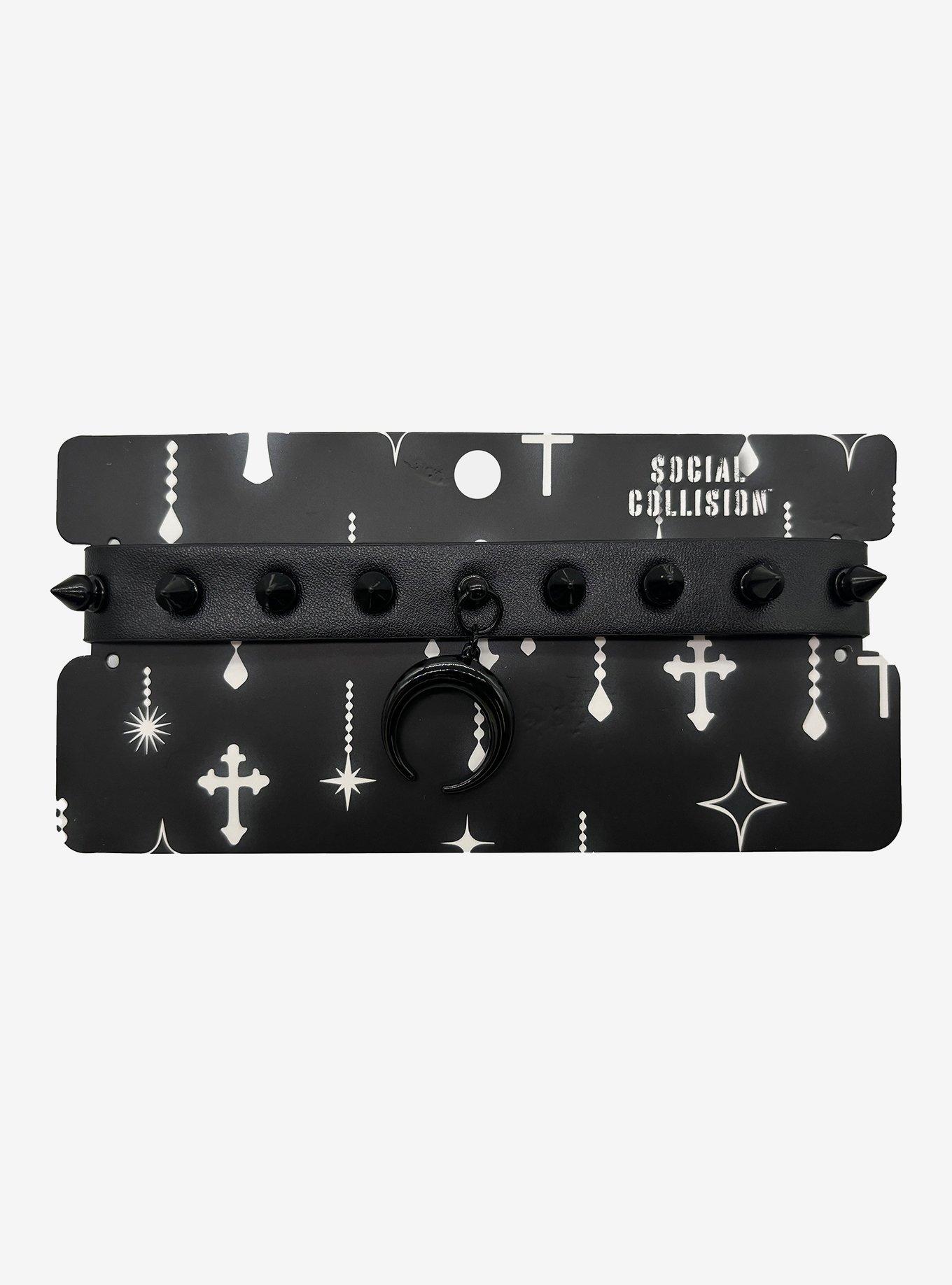 Social Collision Black Moon Spike Choker, , hi-res