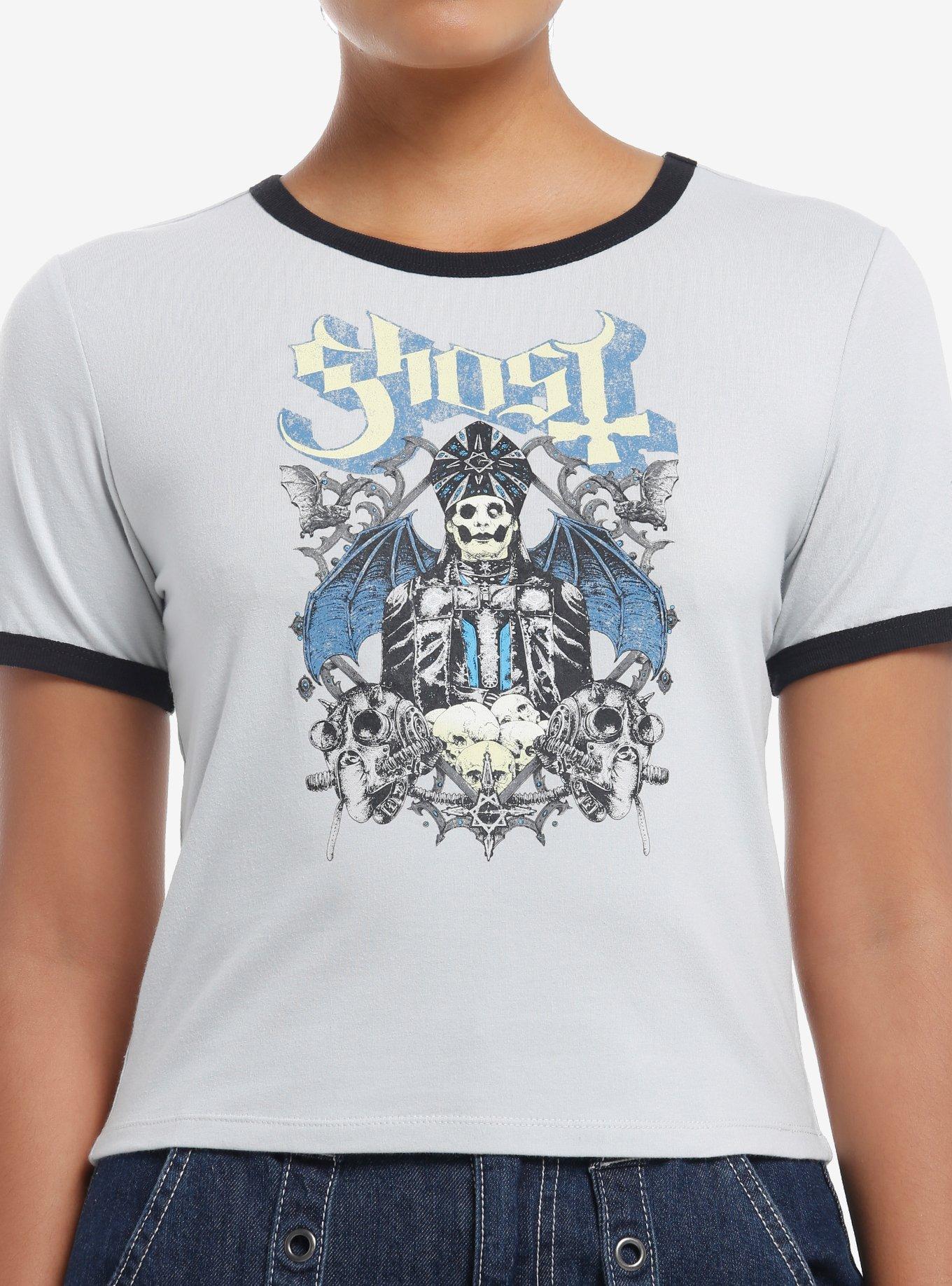 Ghost Winged Papa Girls Ringer Baby T-Shirt, , hi-res