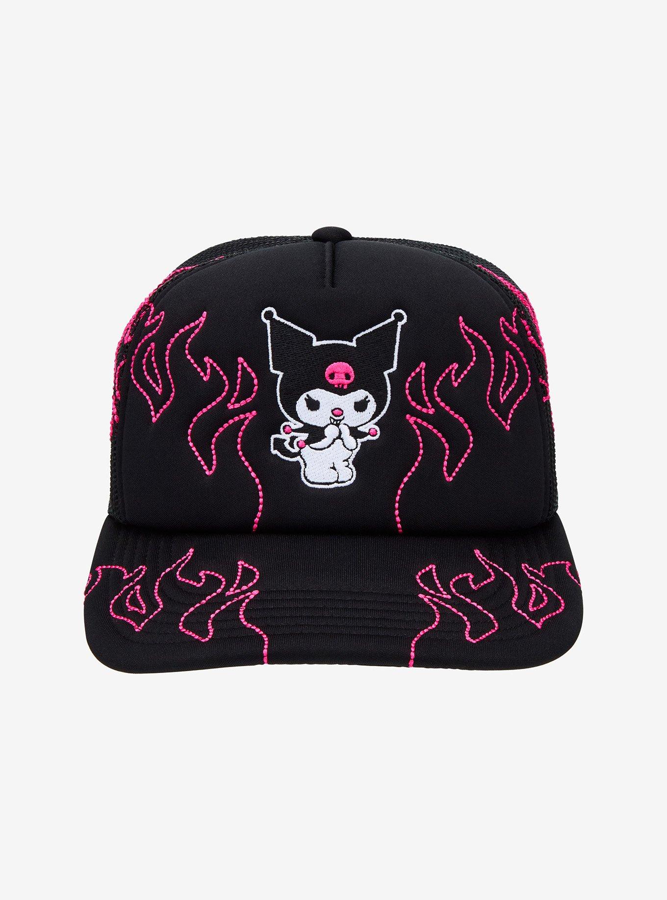 Kuromi Flame Stitch Trucker Hat, , hi-res
