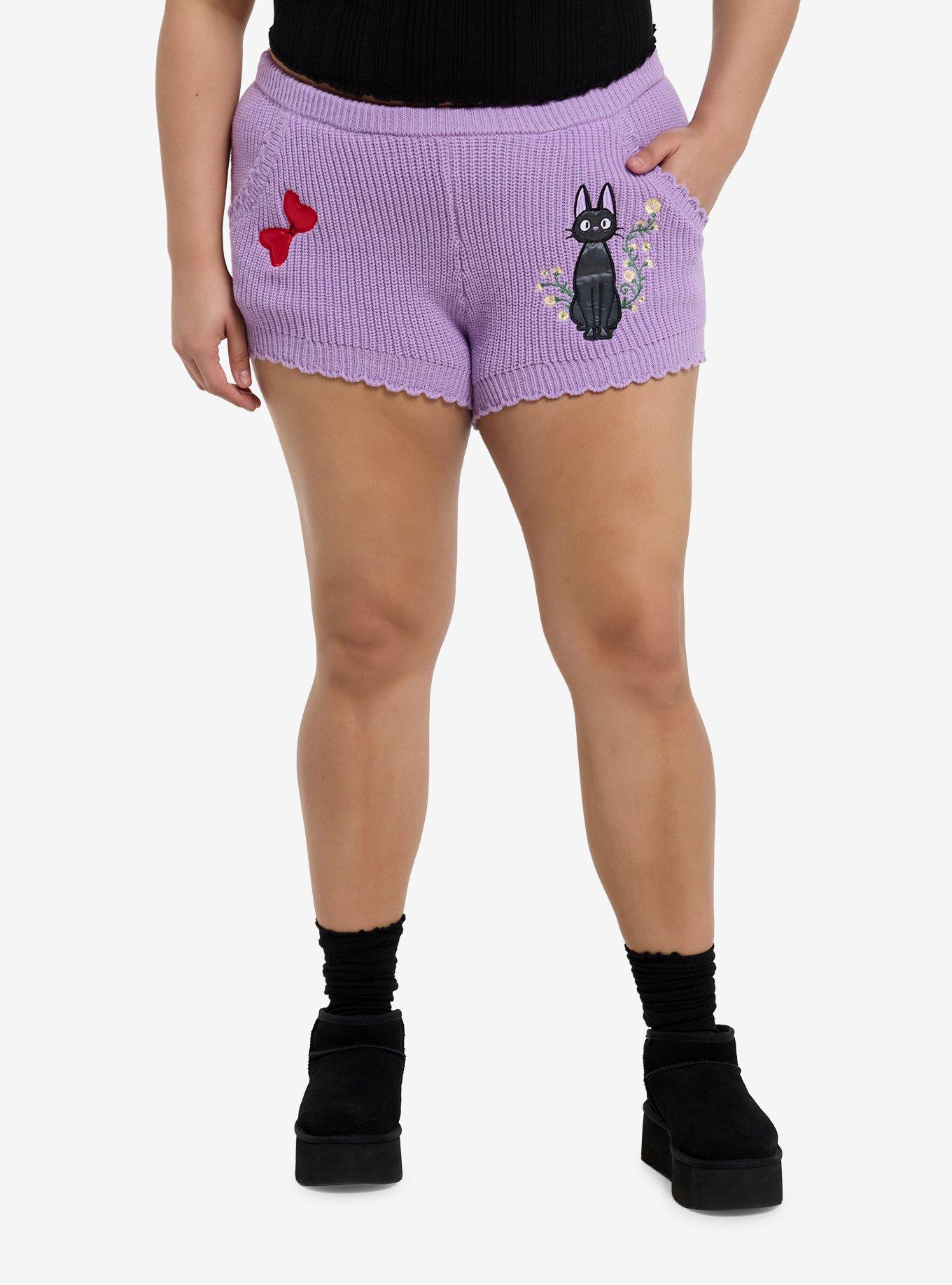 Her Universe Studio Ghibli® Kiki's Delivery Service Jiji Knit Girls Lounge Shorts Plus Size, , hi-res