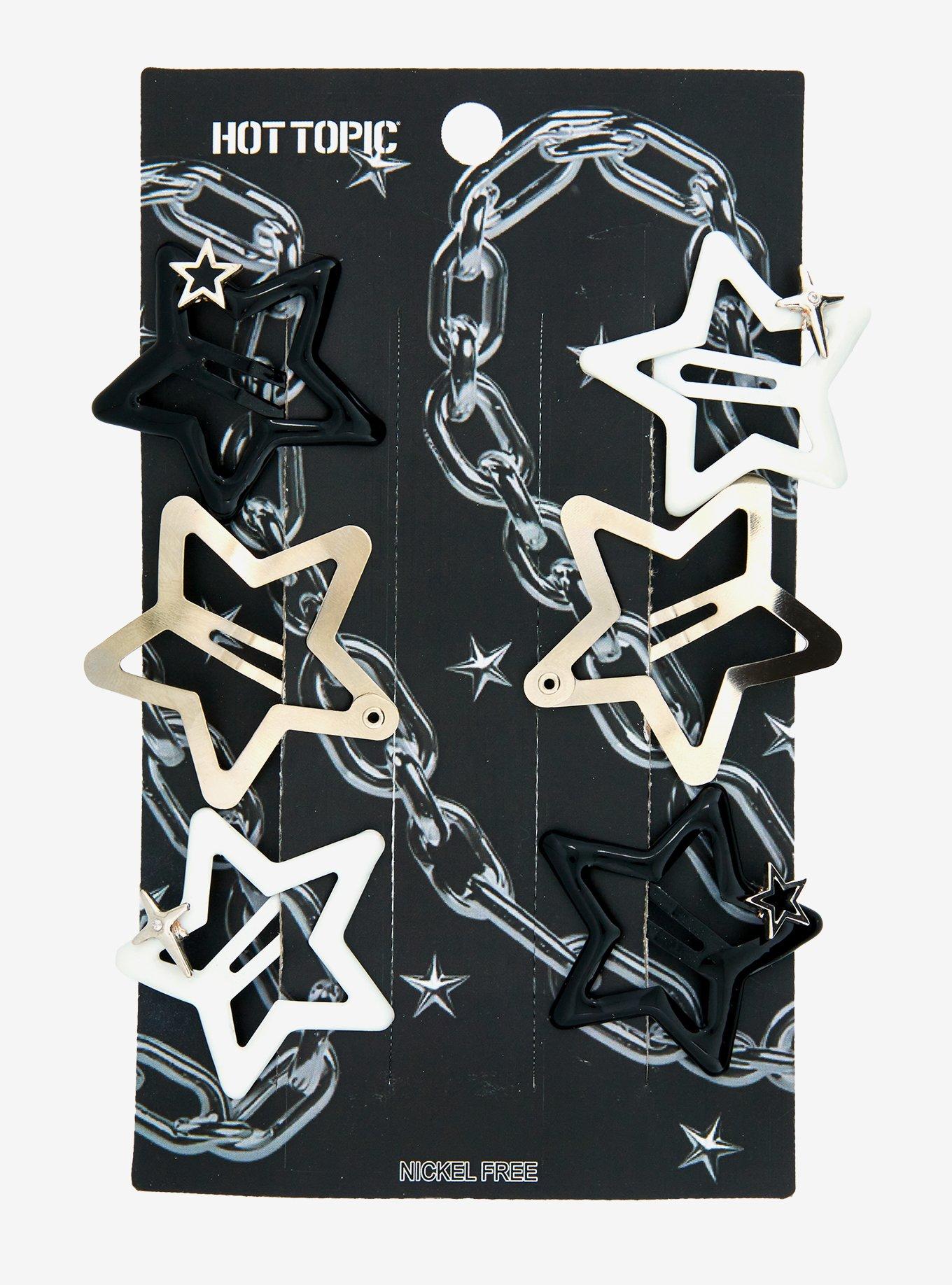 Black & White Star Hair Clip Set, , hi-res