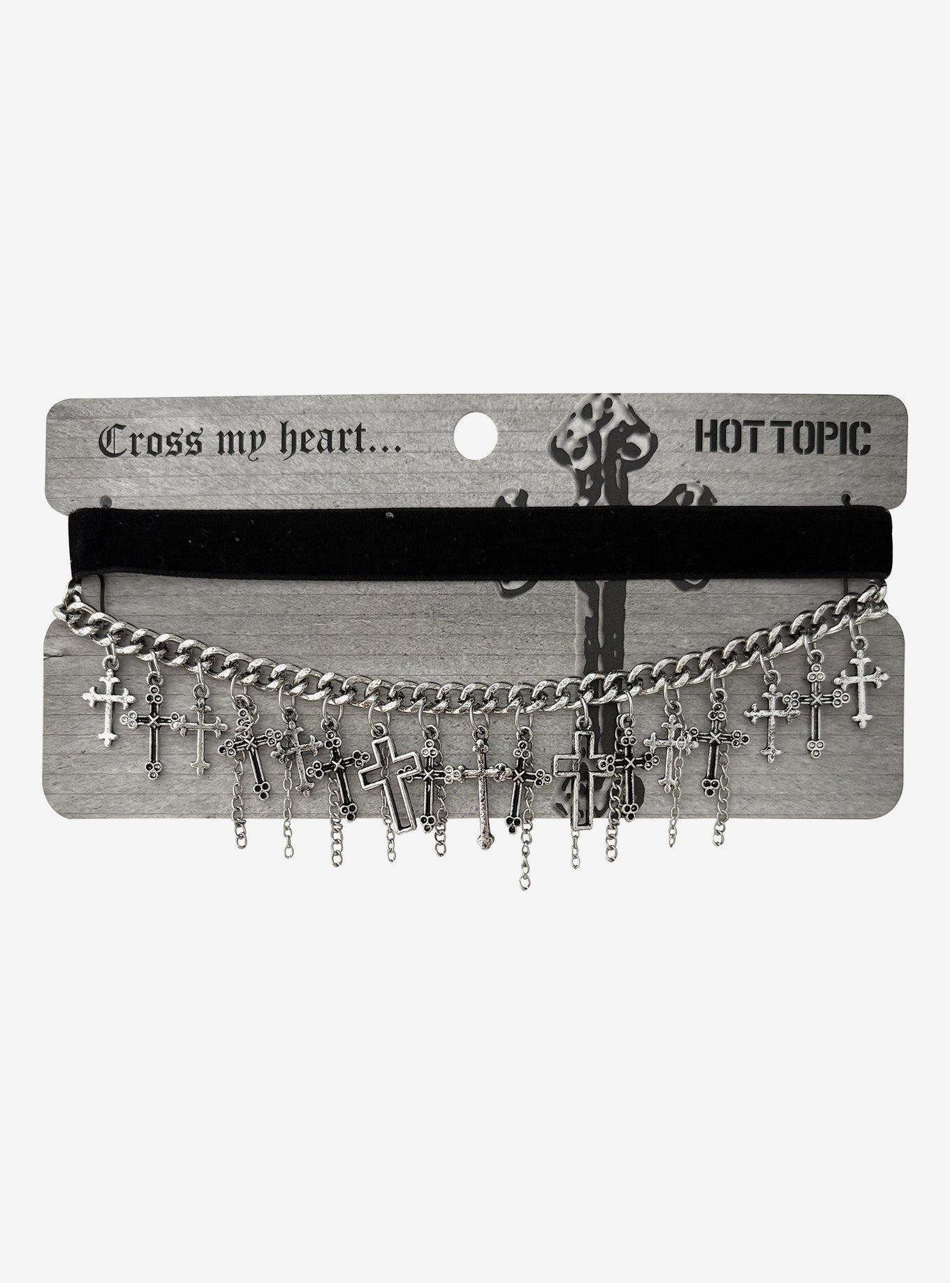 Gothic Cross Charm Choker Set, , hi-res