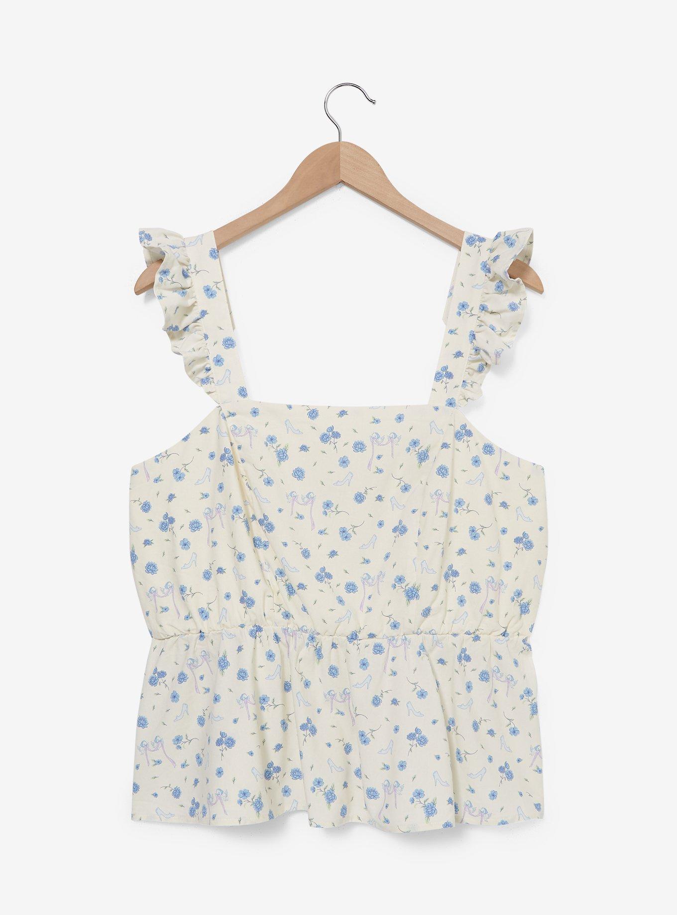 Disney Cinderella Floral Ruffled Women's Plus Size Tank Top, , hi-res