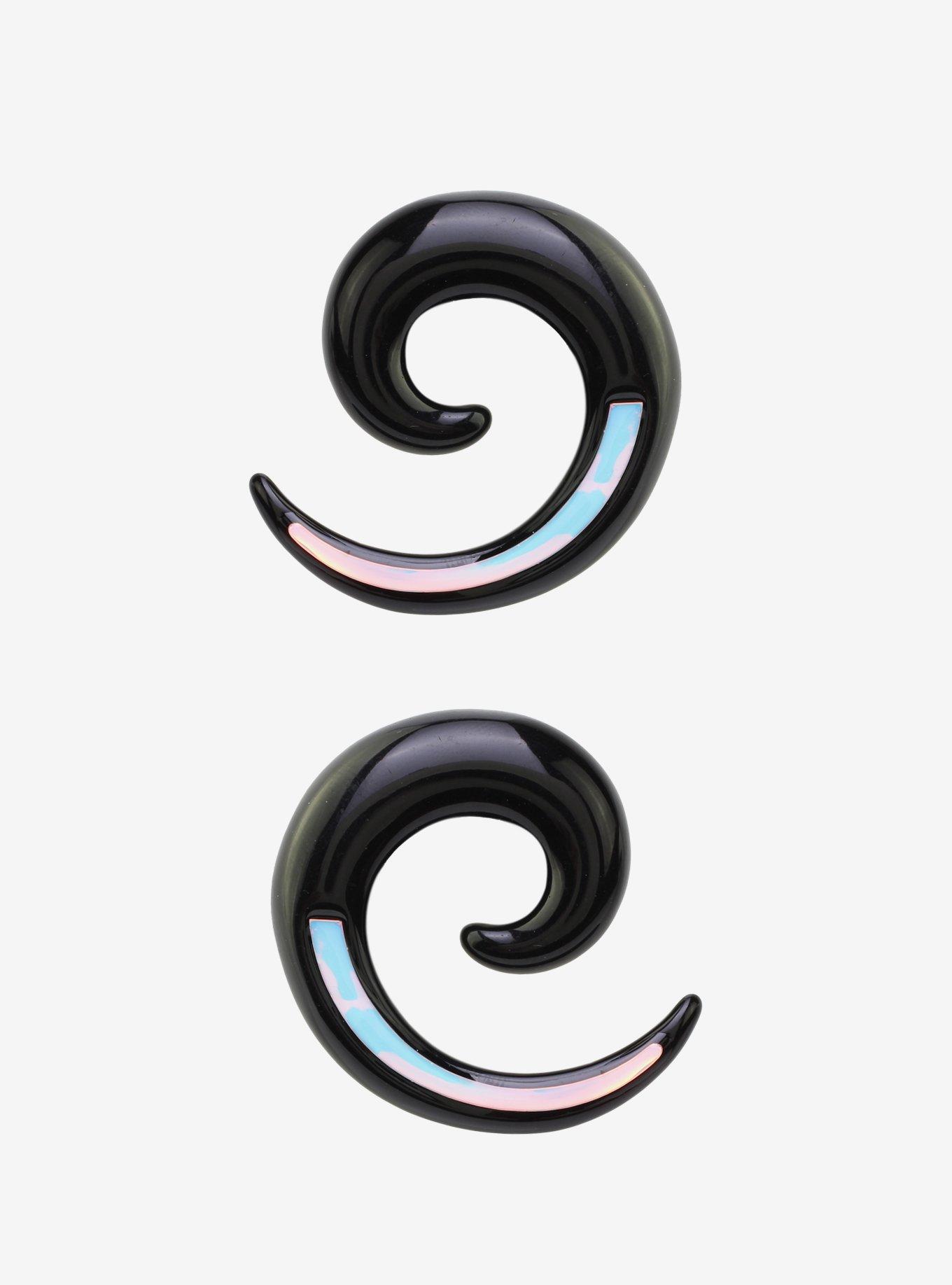 Acrylic Black & Blue Opalite Spiral Taper 2 Pack, , hi-res