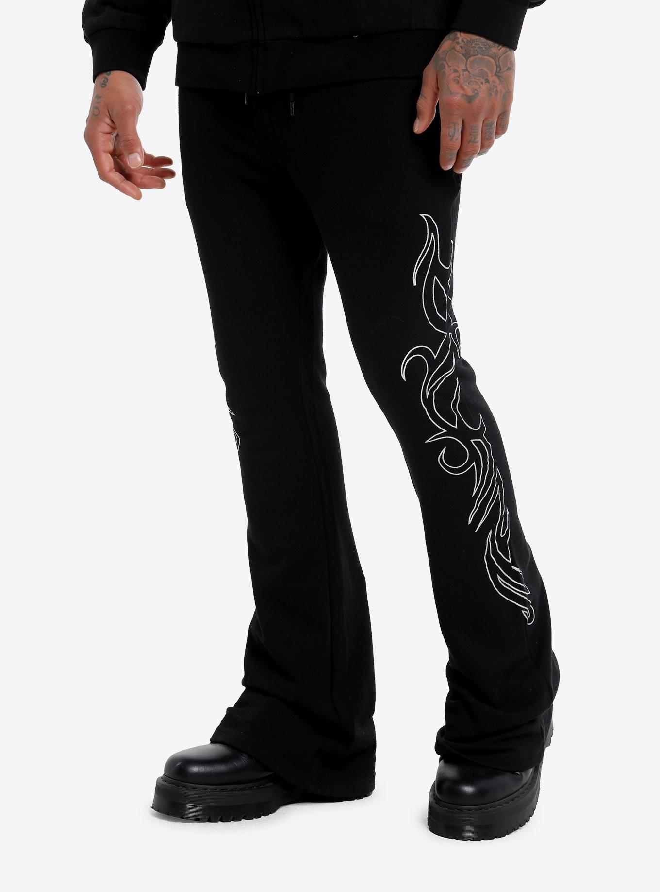 Cyber Tribal Silver Foil Flare Sweatpants, , hi-res