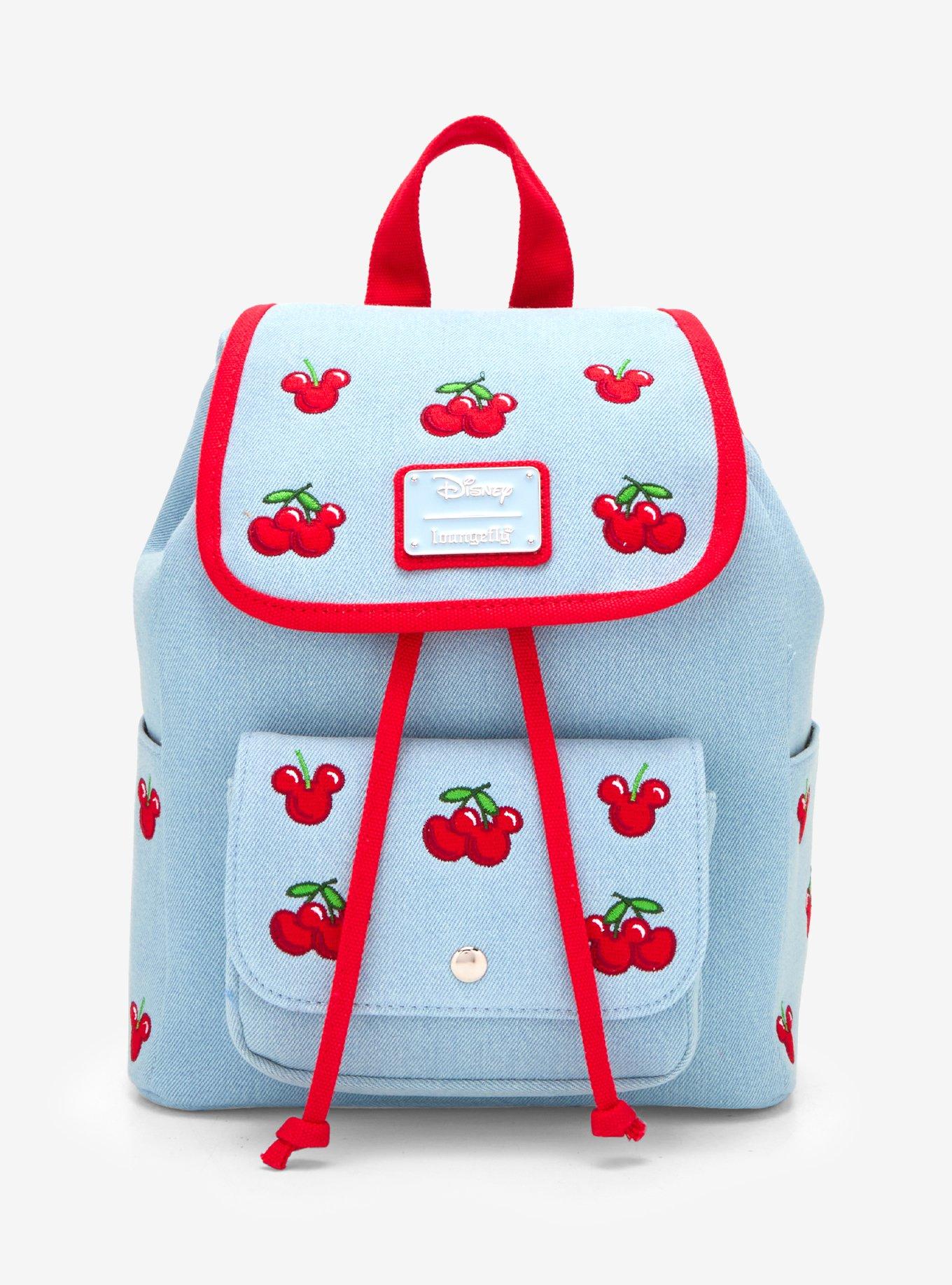 Loungefly Disney Mickey Mouse Cherries Denim Mini Backpack - BoxLunch Exclusive, , hi-res
