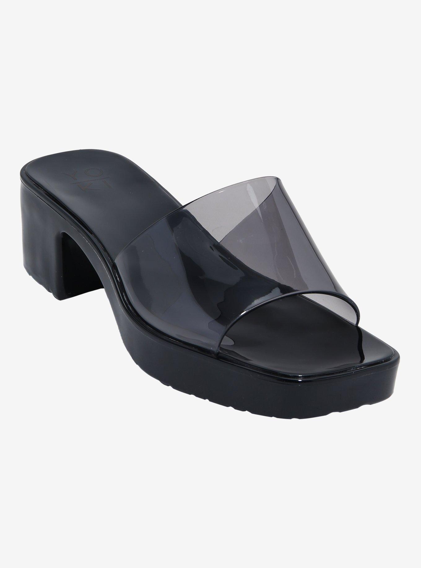 Yoki Black Rubi Jelly Open-Toed Heels, , hi-res